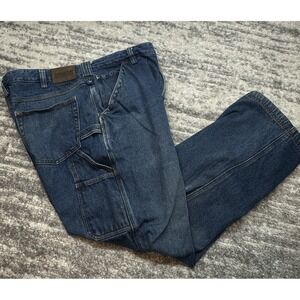 Men's Duluth Trading Heavy Blue Denim Jeans Carpenter Work Size 38x30